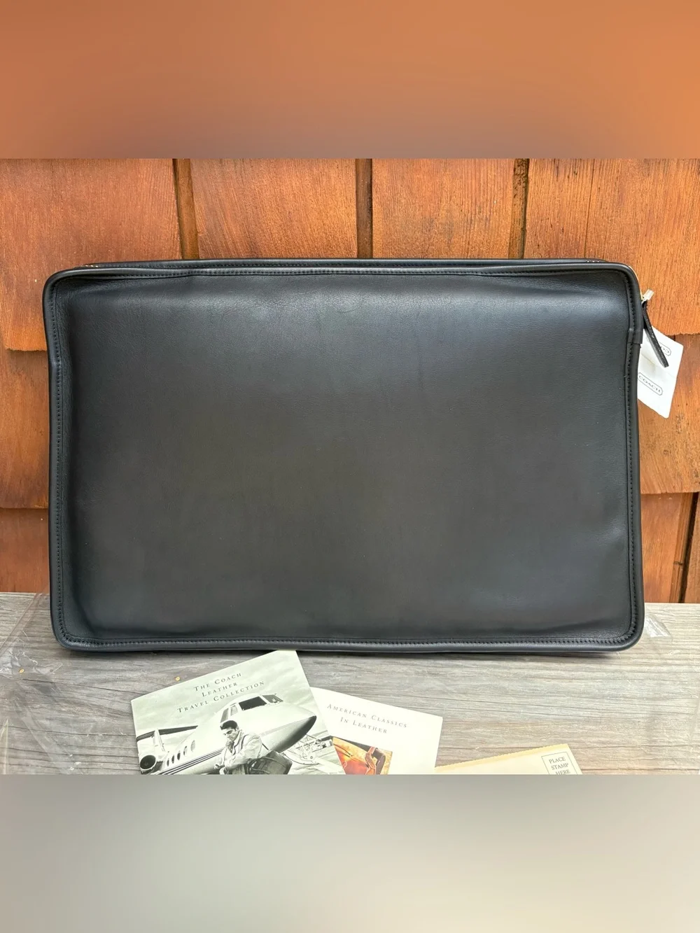 NWT XL Vintage Coach Zip Portfolio Leather Document Laptop Bag 5225 Black